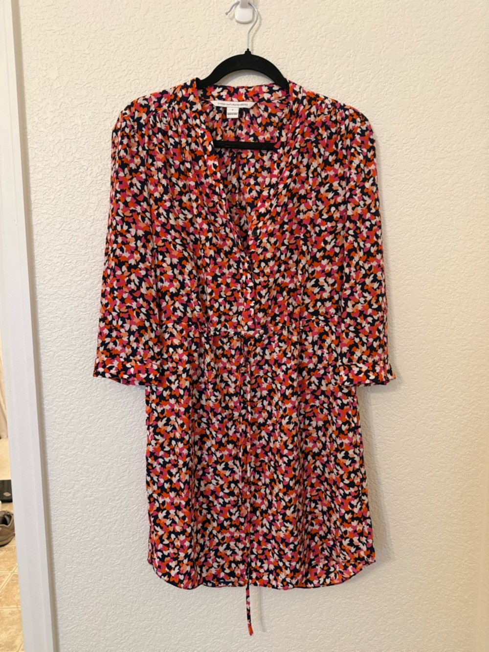 DVF Diane Von Furstenberg Floral Multicolor Shift Shirt Dress size 4 / small